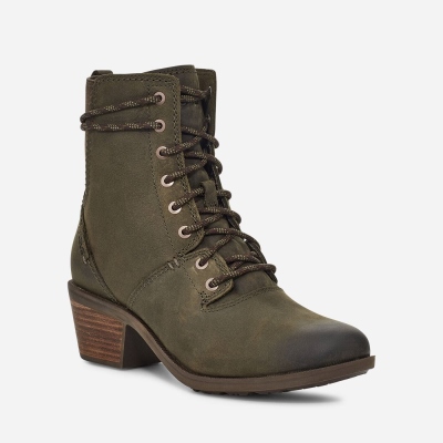 Teva Anaya Lace Up WP - Women's Teva Boots - Dark Olive | India (YJCW87431)